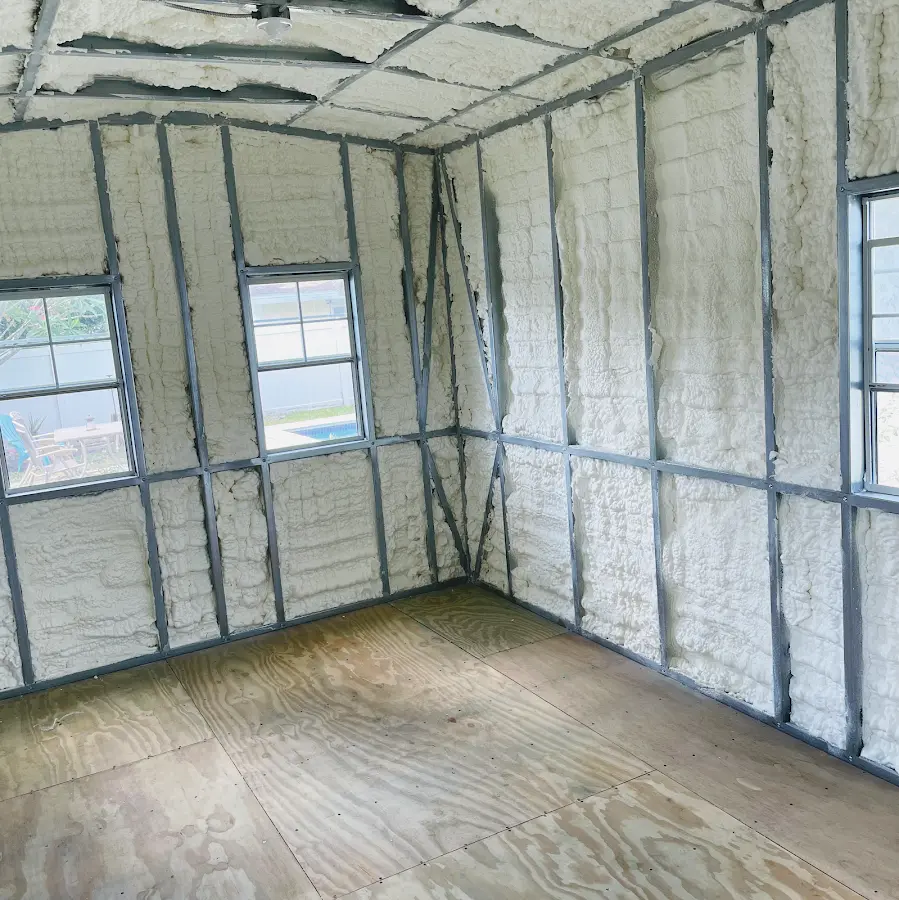 Closed-cell spray foam insulation applied to wall cavities in a residential project in Esopus